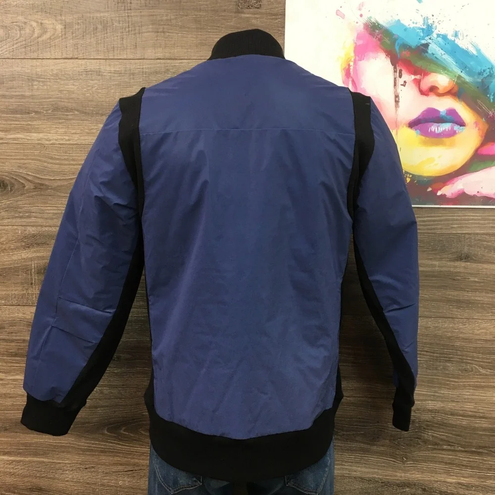Adidas Sample Blue Black Full Zip Bomber Jacket Recycled Polyester Mens L‎